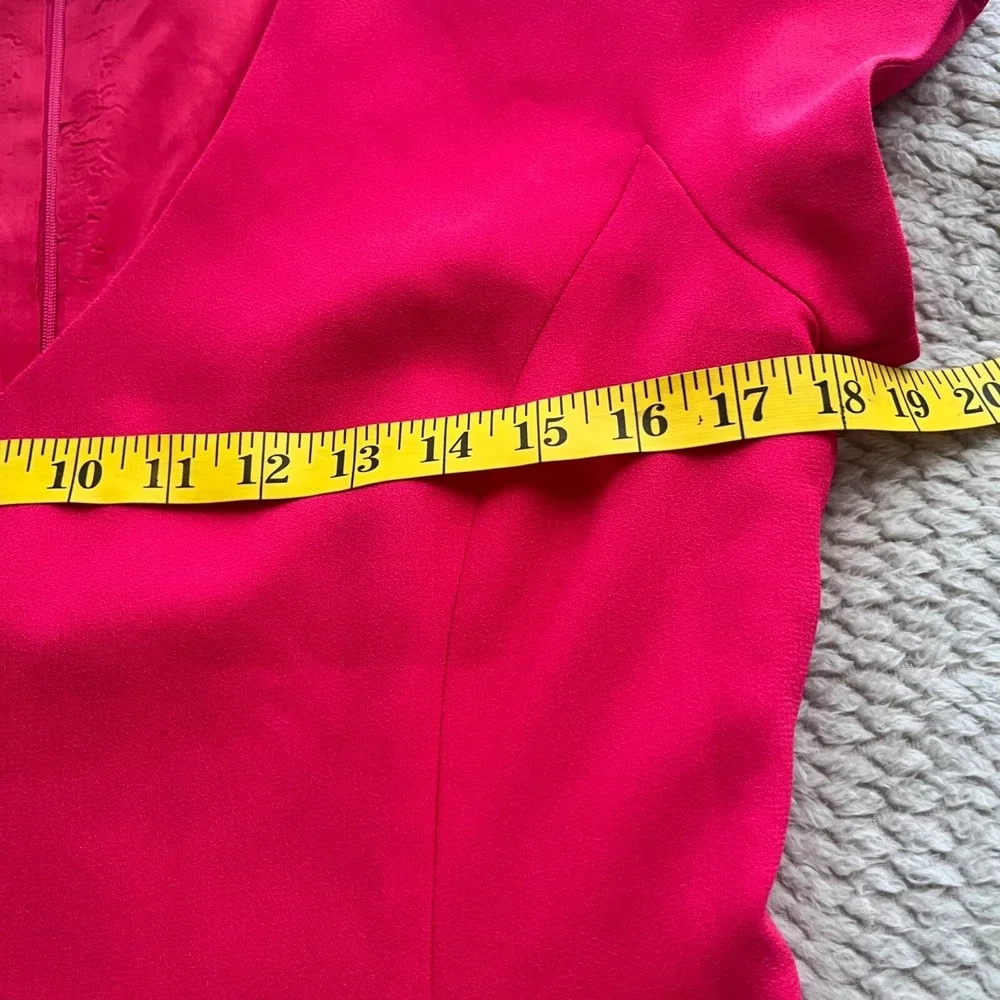 I. Magnin Peplum Mini Dress Women Pink V-Neck Cap‎ Sleeve Size 8